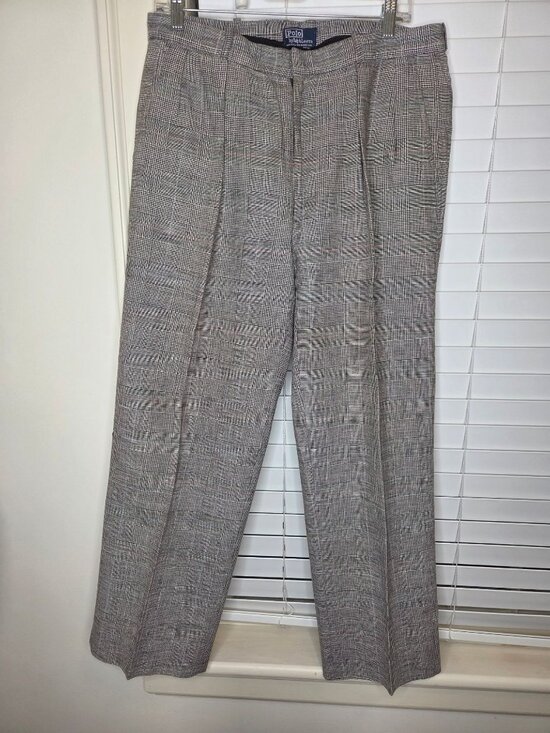 Polo Ralph Lauren Other - VTG Polo Ralph Lauren Mens Plaid Pants Pleated Blend Dress 34 x36 USA Made